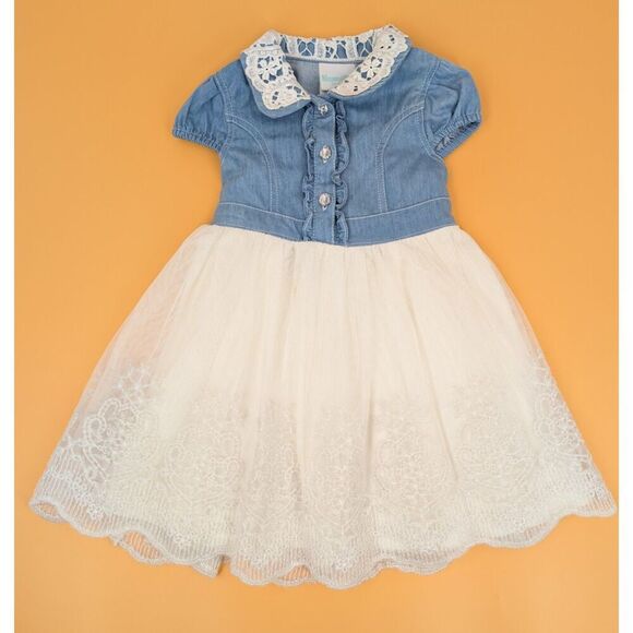 Nannette Other - Nannette Baby 24 Months Denim Tulle Dress Lace Layered Puffy